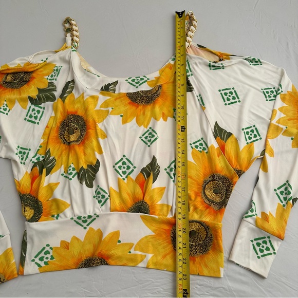 Dolce and Gabbana multicolor sunflower cold shoulder top M - Picture 9 of 10